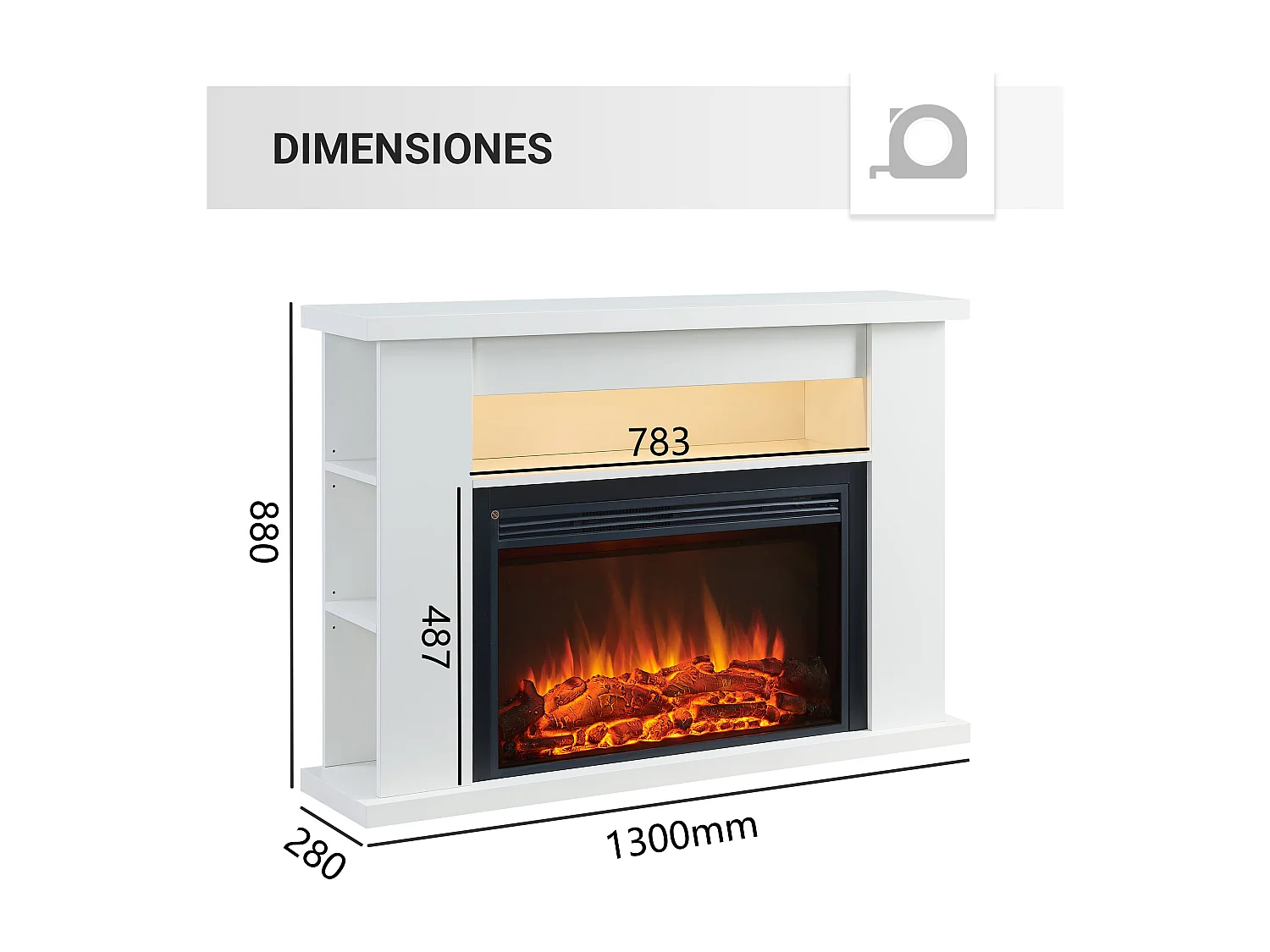 Cheminée électrique BALDERIA Ruby - Cheminée sur pied avec chauffage 2000 W - Blanc