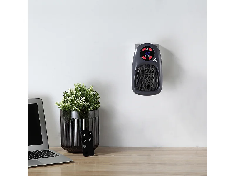 Mini chauffage Balderia à brancher sur une prise - Chauffage soufflant 500 W à brancher sur une prise
