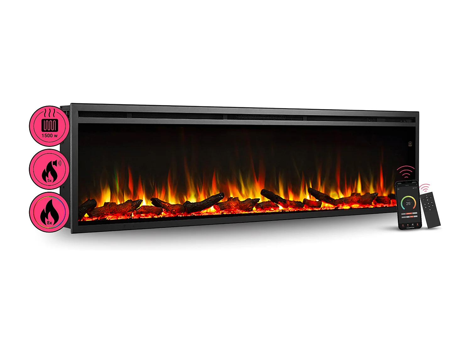 Cheminée électrique BALDERIA Atalanta 72 - Cheminée encastrable - Noir