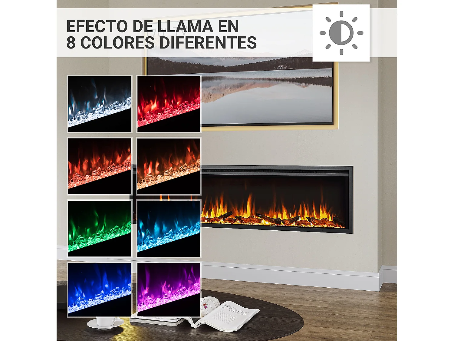 Cheminée électrique BALDERIA Atalanta 72 - Cheminée encastrable - Noir