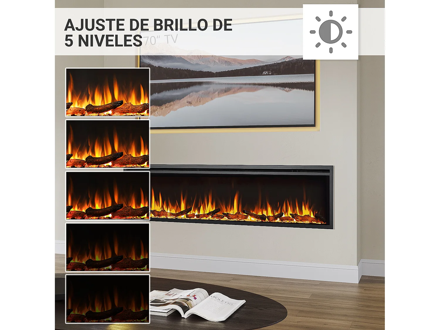 Cheminée électrique BALDERIA Atalanta 72 - Cheminée encastrable - Noir