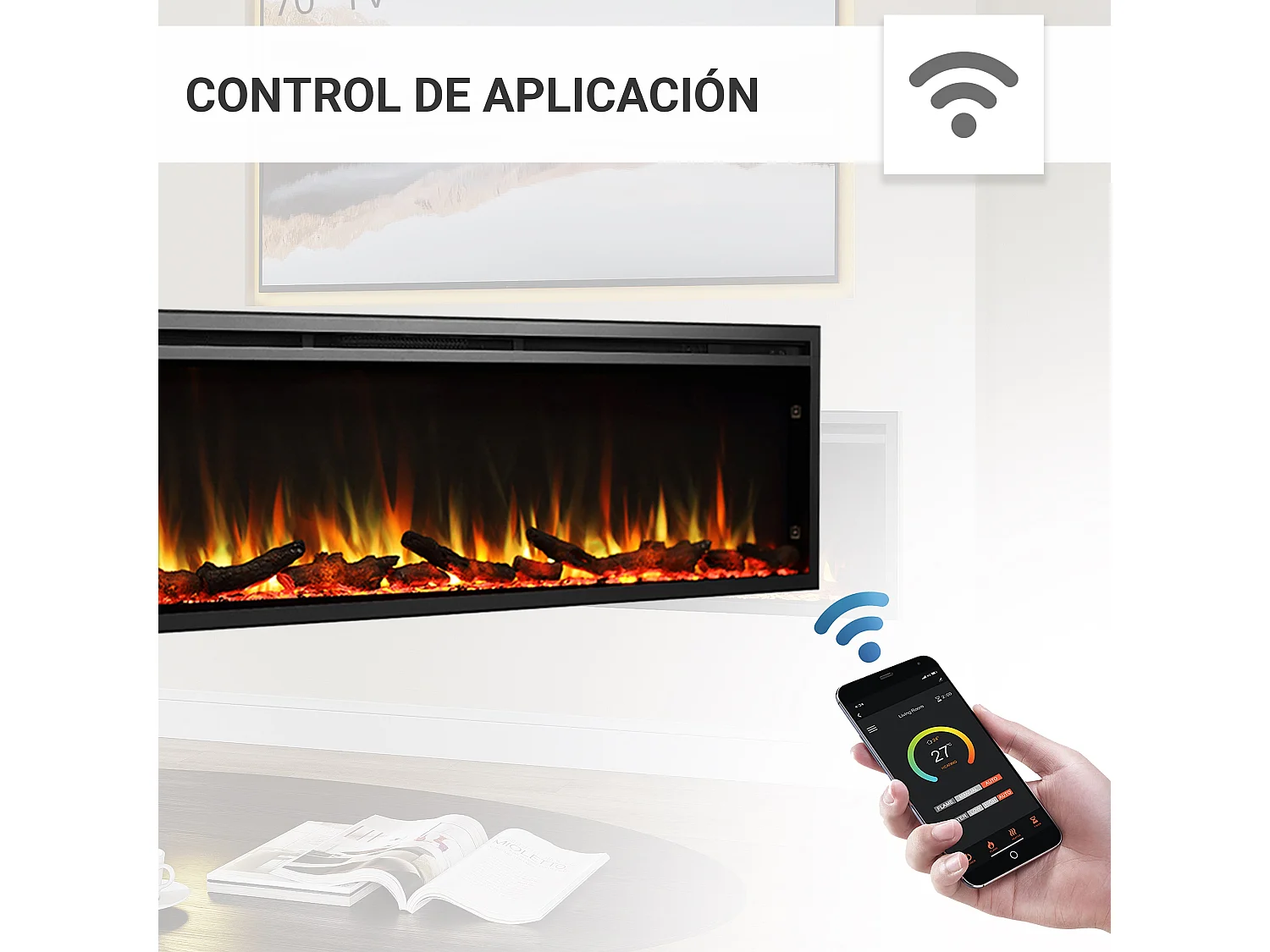 Cheminée électrique BALDERIA Atalanta 72 - Cheminée encastrable - Noir