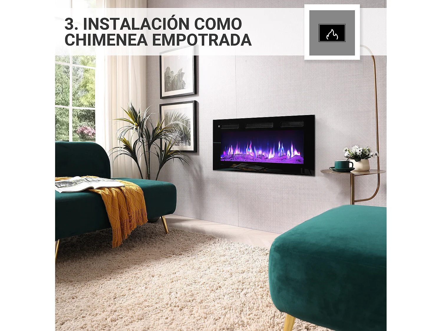 Cheminée électrique BALDERIA Leif 36 - 3 en 1 - noir