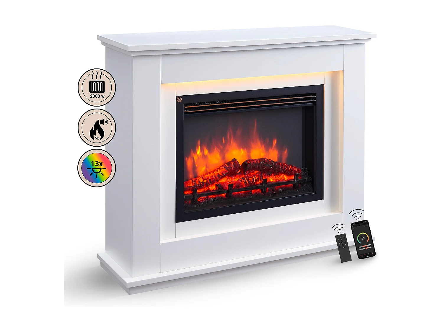 Cheminée électrique BALDERIA Baldur - Cheminée sur pied - Blanc