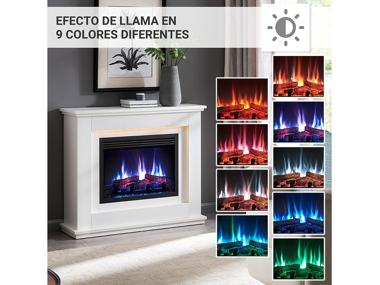 Cheminée électrique BALDERIA Baldur - Cheminée sur pied - Blanc