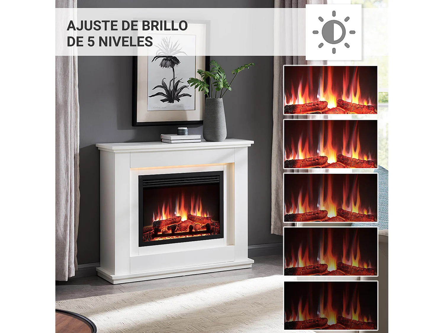 Cheminée électrique BALDERIA Baldur - Cheminée sur pied - Blanc