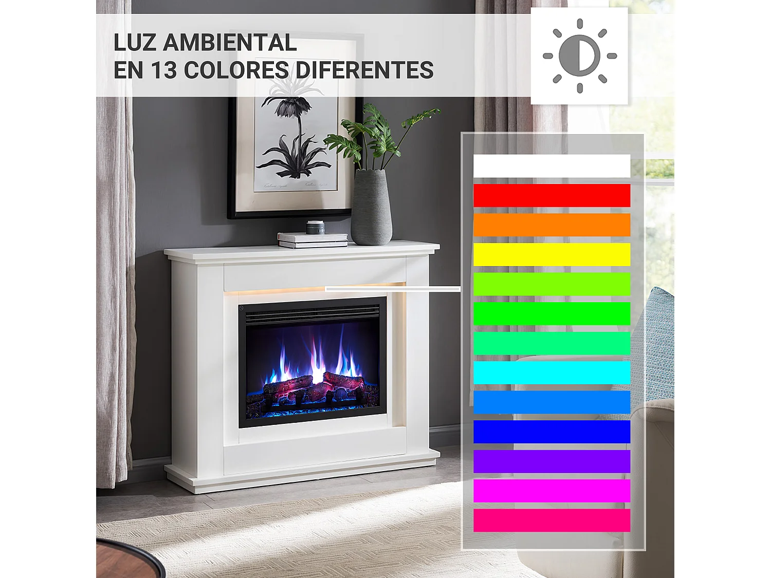 Cheminée électrique BALDERIA Baldur - Cheminée sur pied - Blanc