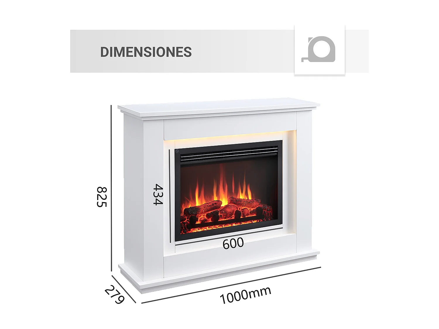 Cheminée électrique BALDERIA Baldur - Cheminée sur pied - Blanc