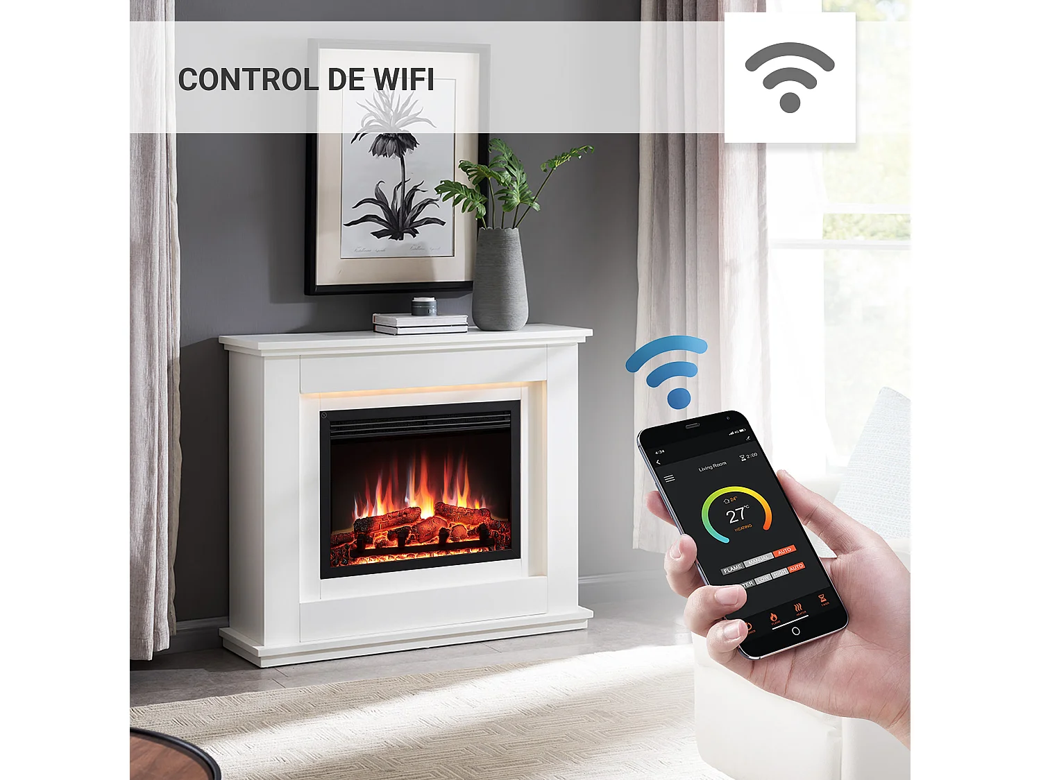 Cheminée électrique BALDERIA Baldur - Cheminée sur pied - Blanc