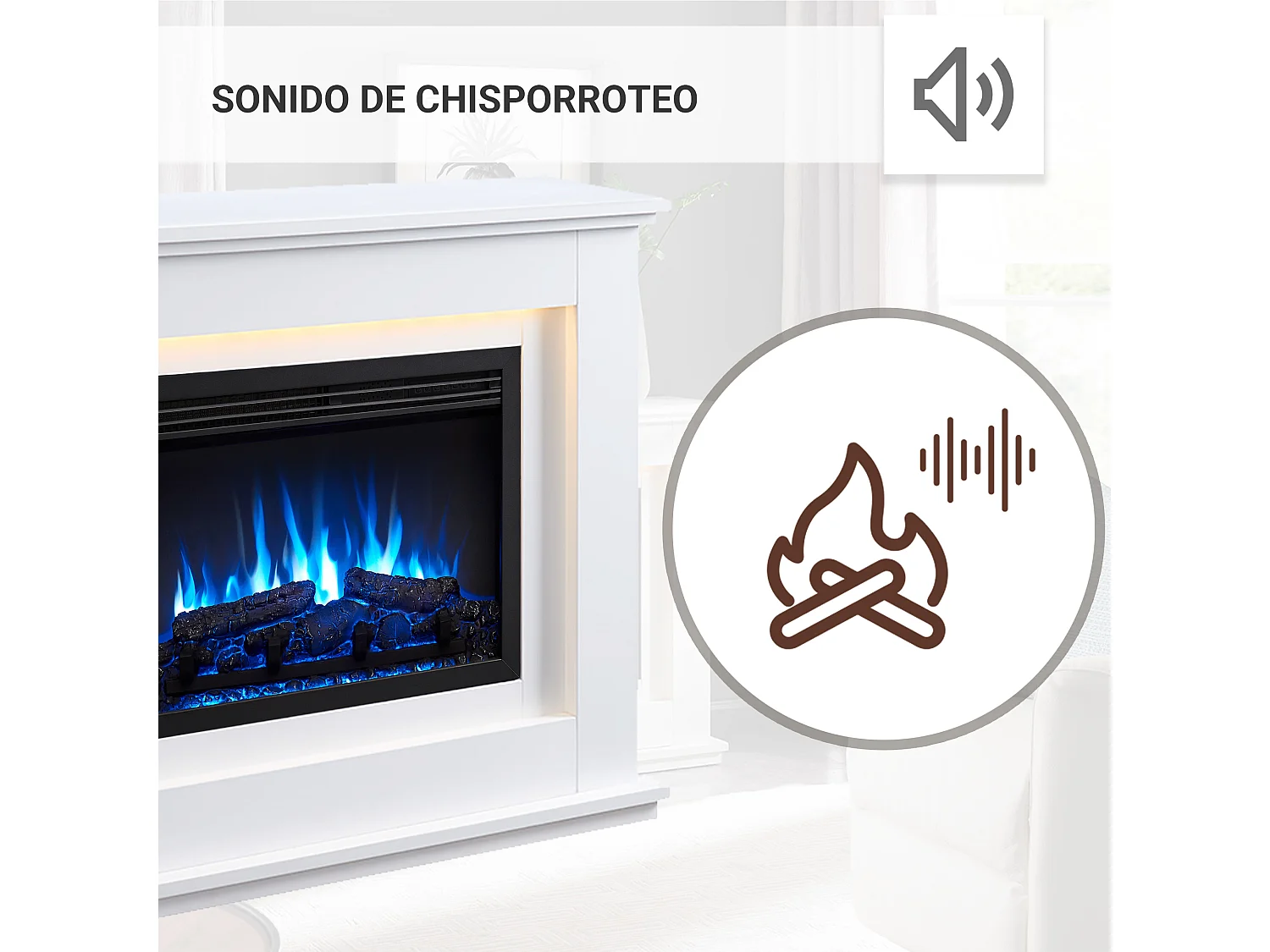 Cheminée électrique BALDERIA Baldur - Cheminée sur pied - Blanc