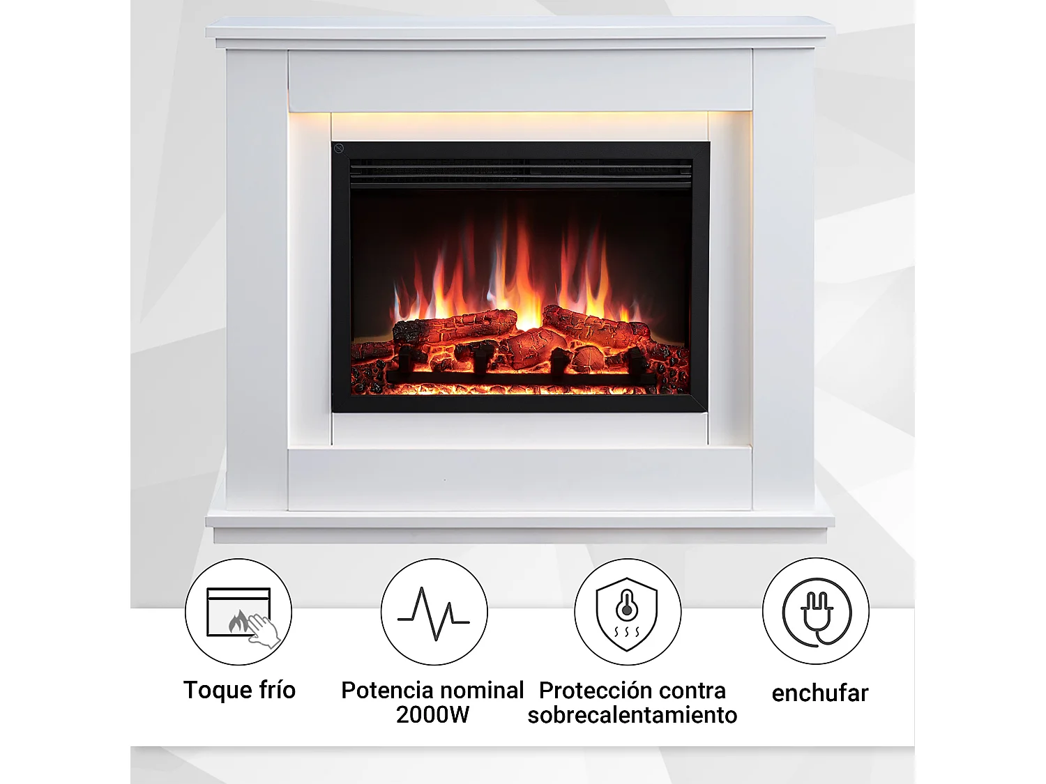 Cheminée électrique BALDERIA Baldur - Cheminée sur pied - Blanc