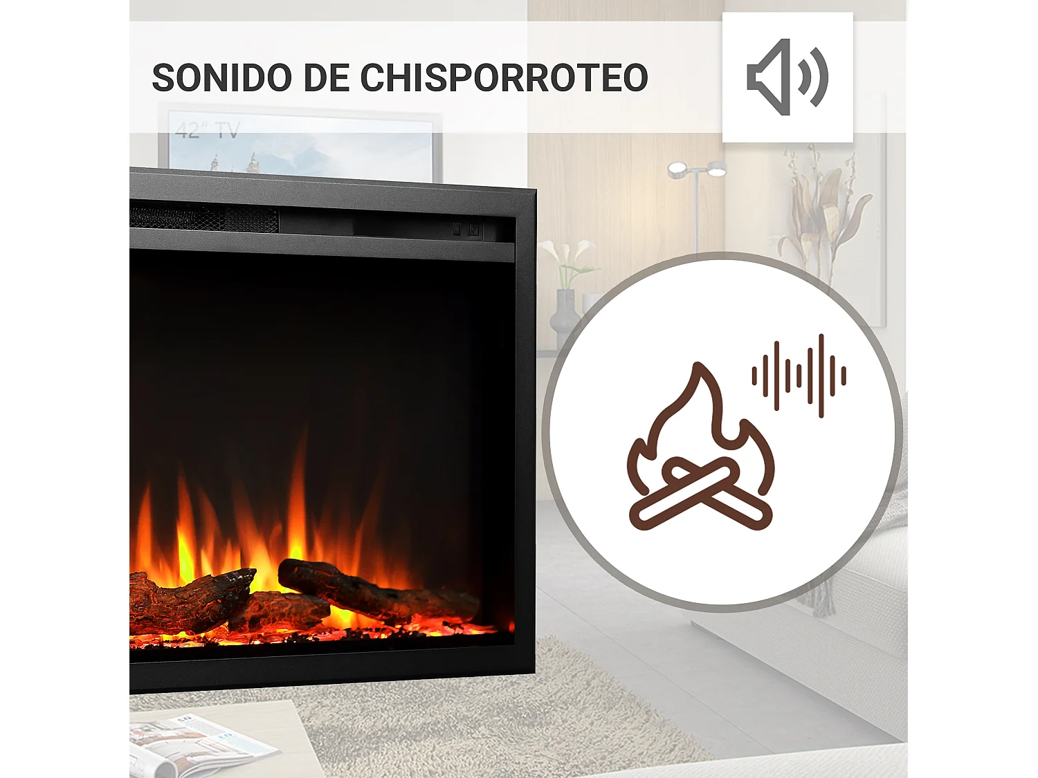 Cheminée électrique BALDERIA Atalanta 60 - Cheminée encastrable, 1500 W - Noir