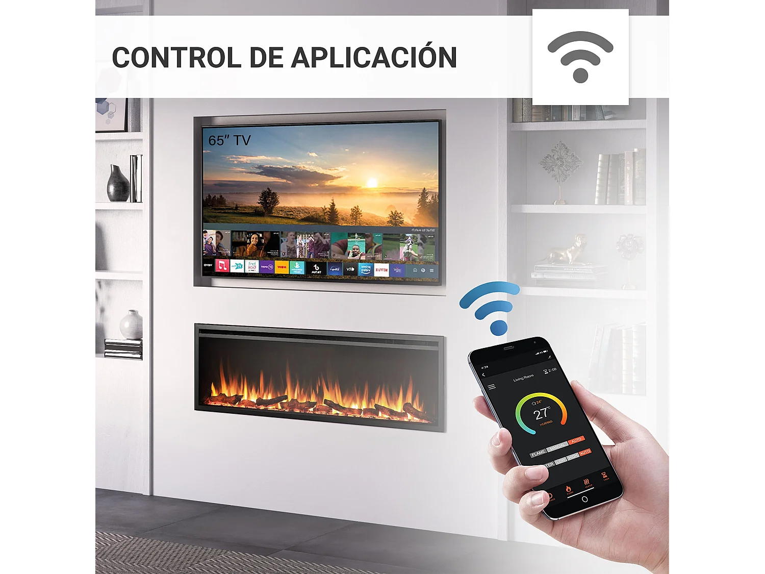 Cheminée électrique BALDERIA Atalanta 60 - Cheminée encastrable, 1500 W - Noir