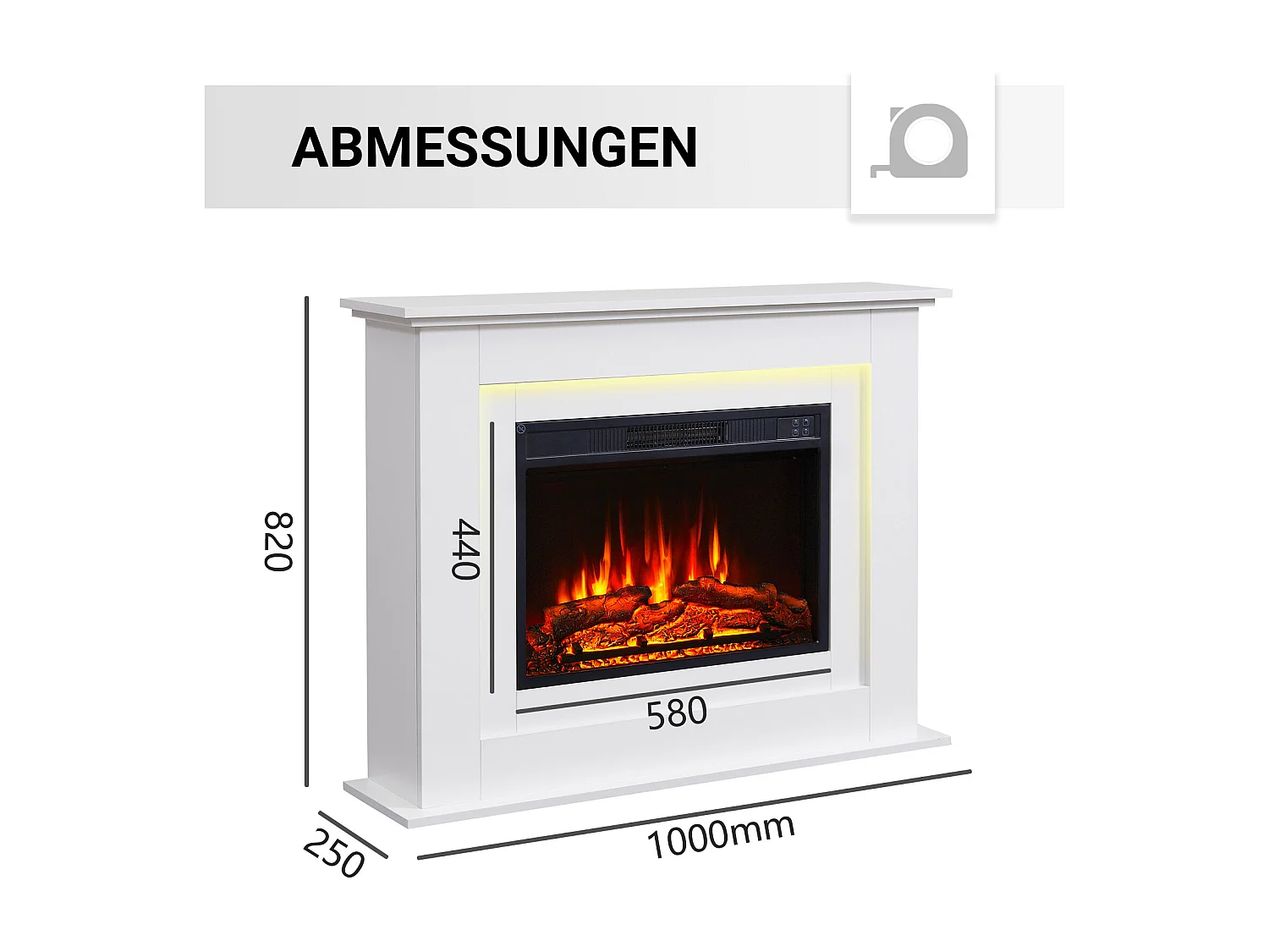 Cheminée électrique BALDERIA Finn - Cheminée sur pied - Blanc