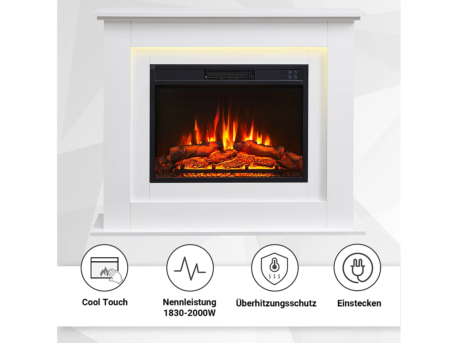 Cheminée électrique BALDERIA Finn - Cheminée sur pied - Blanc