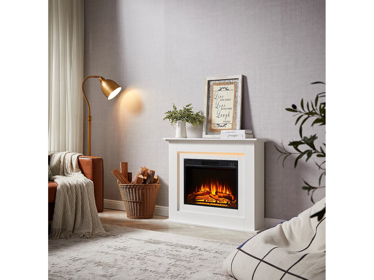 Cheminée électrique BALDERIA Finn - Cheminée sur pied - Blanc