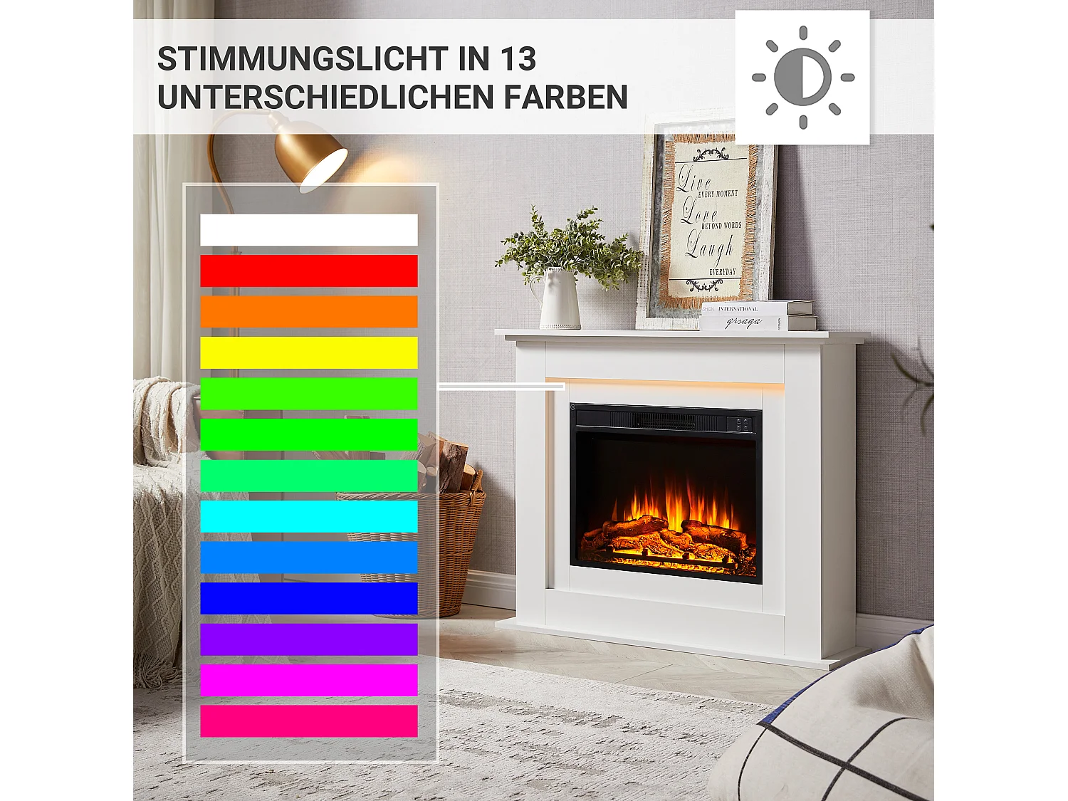 Cheminée électrique BALDERIA Finn - Cheminée sur pied - Blanc