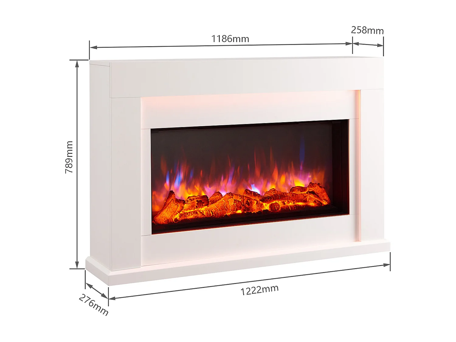 Cheminée électrique BALDERIA Castor - Cheminée sur pied avec chauffage 2000 W - Blanc