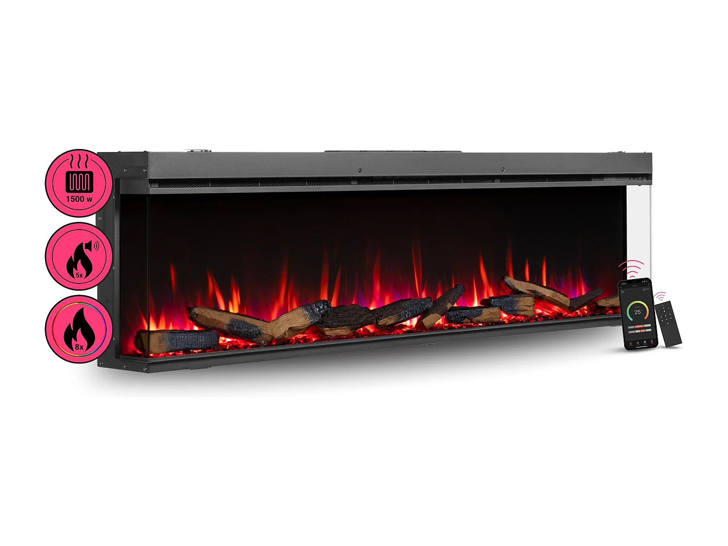 Cheminée électrique BALDERIA Athena smart 72 - Cheminée encastrable - Noir