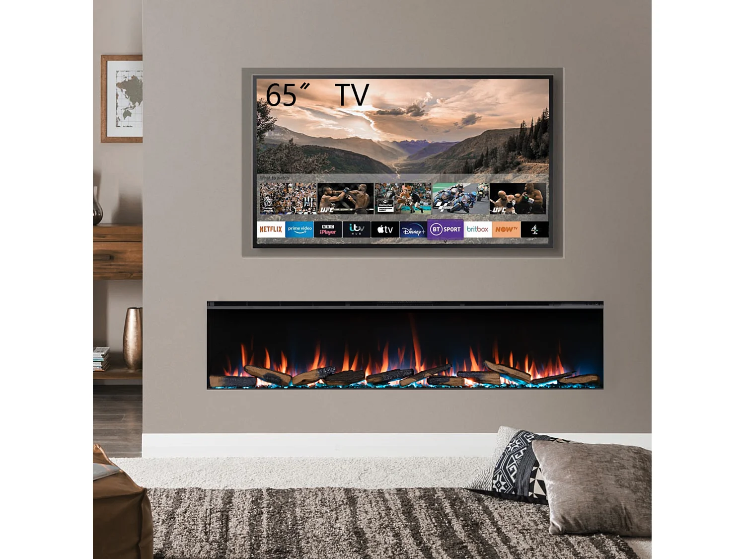 Cheminée électrique BALDERIA Athena smart 72 - Cheminée encastrable - Noir