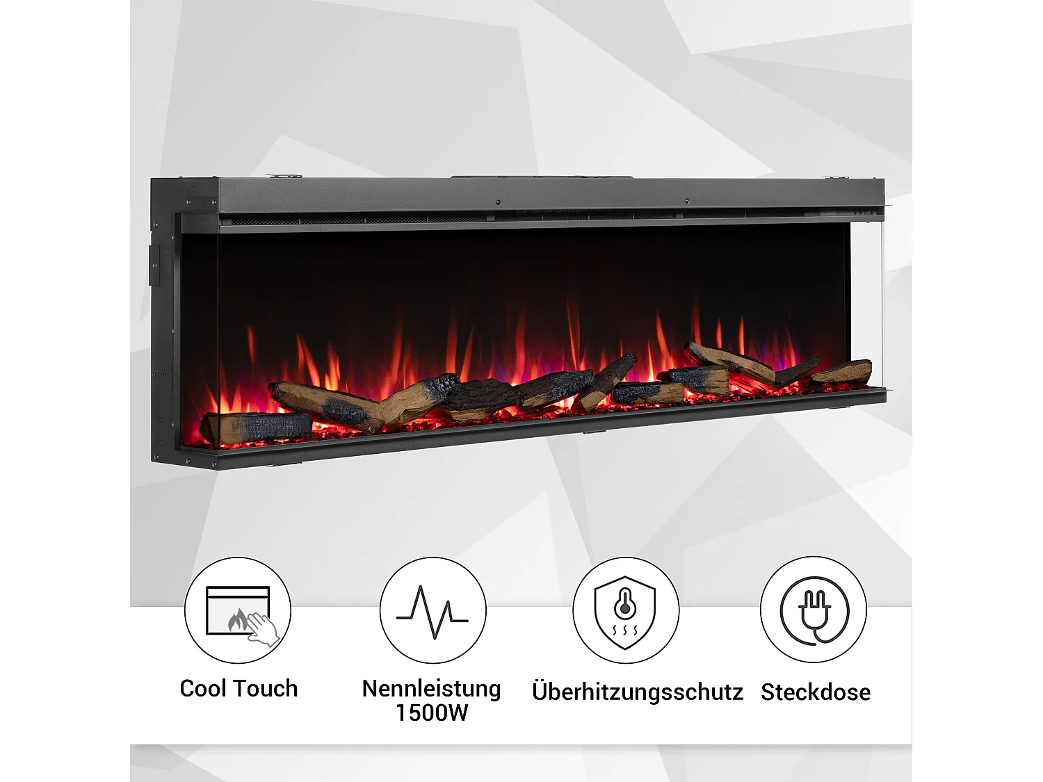 Cheminée électrique BALDERIA Athena smart 72 - Cheminée encastrable - Noir