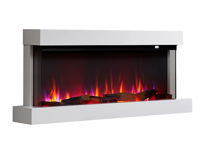 Cheminée électrique BALDERIA Achilles (L) - Cheminée murale avec chauffage - Blanc