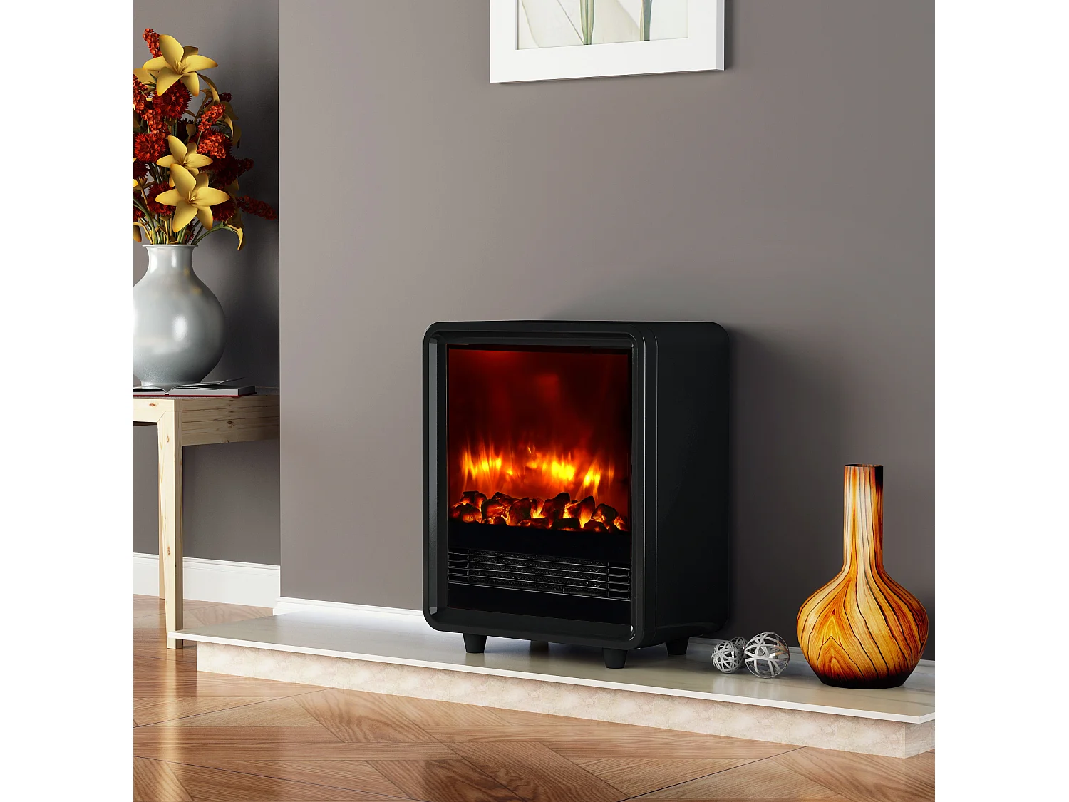 Cheminée électrique BALDERIA George - Poêle électrique, 2000 W - Noir