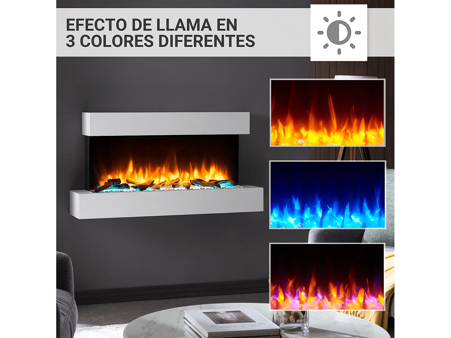 Lareira elétrica BALDERIA Ignis - Lareira de parede - Branca