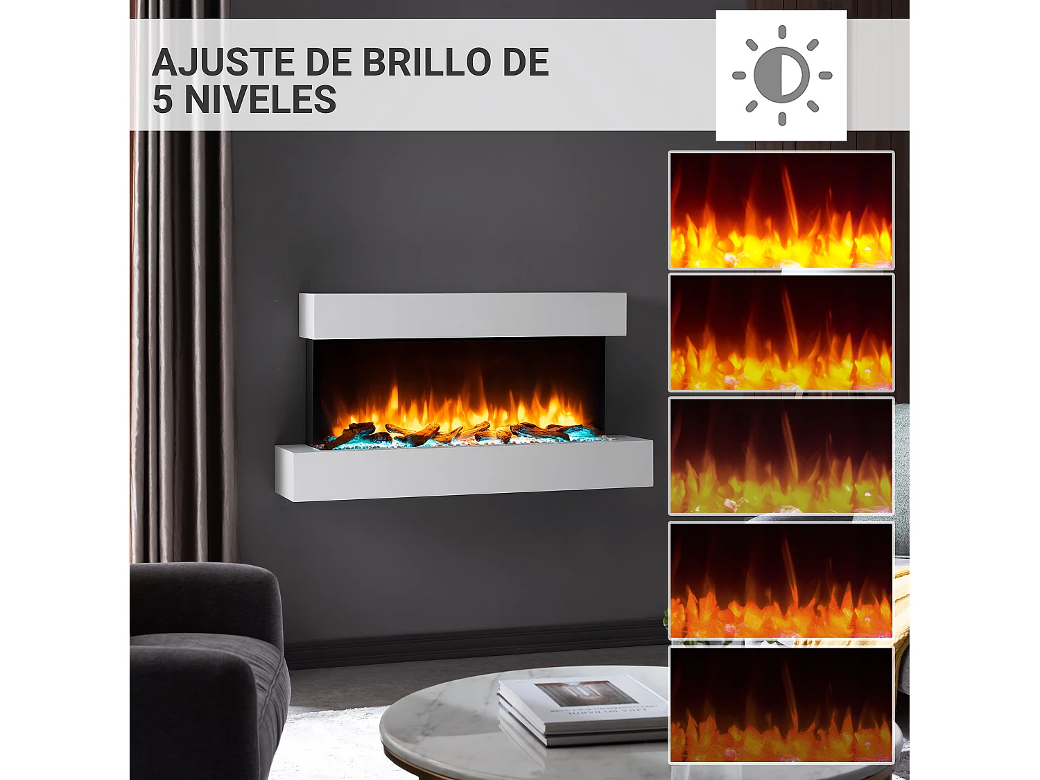 Lareira elétrica BALDERIA Ignis - Lareira de parede - Branca