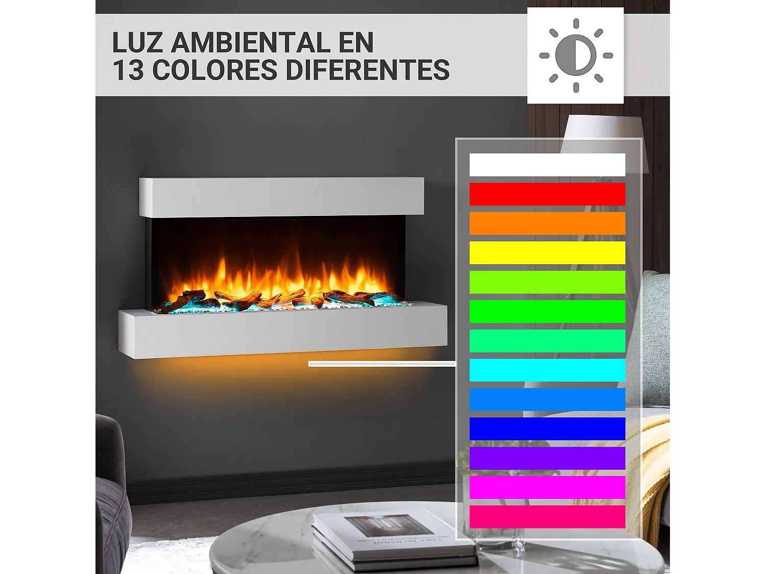 Lareira elétrica BALDERIA Ignis - Lareira de parede - Branca