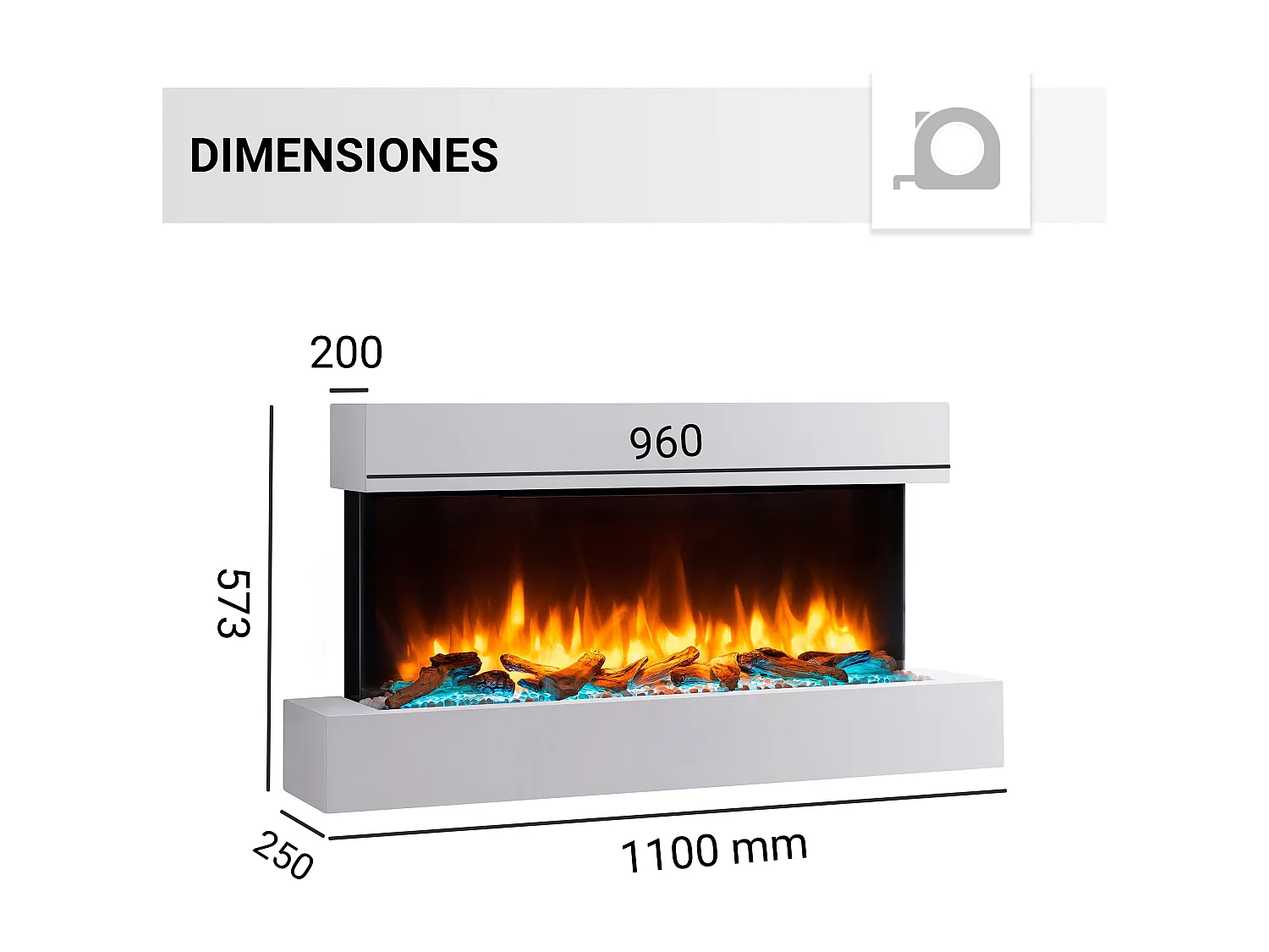 Lareira elétrica BALDERIA Ignis - Lareira de parede - Branca