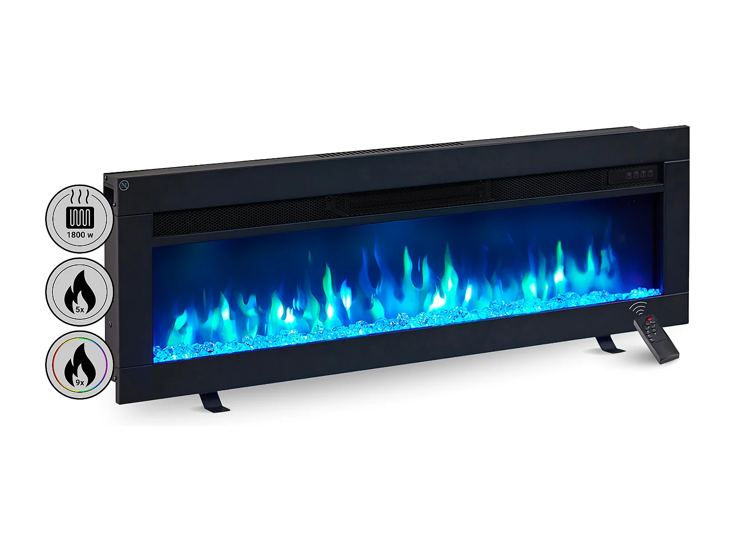 Cheminée électrique BALDERIA Agnes 40 - Cheminée sur pied, murale ou encastrable - Noir