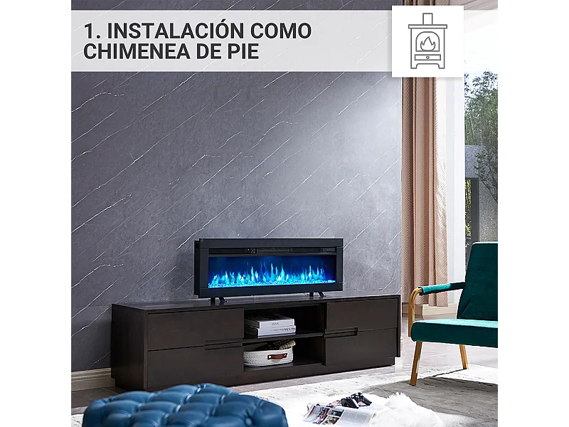 Cheminée électrique BALDERIA Agnes 40 - Cheminée sur pied, murale ou encastrable - Noir