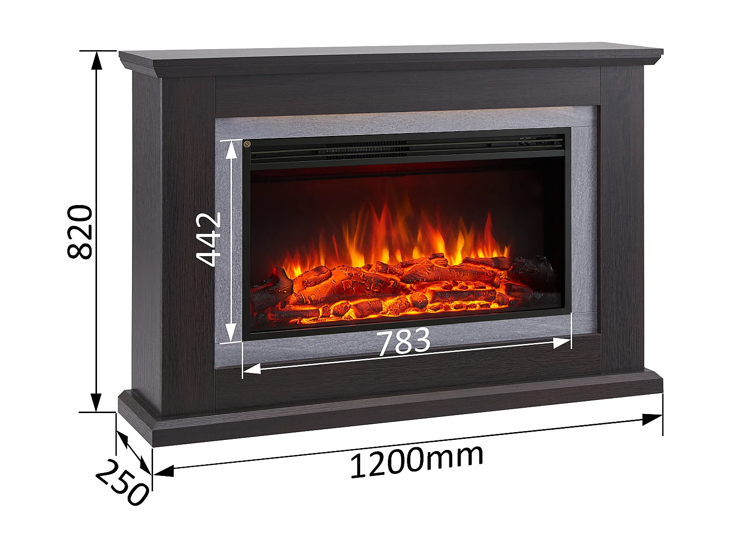 Cheminée électrique BALDERIA Xenia - Cheminée sur pied, chauffage 2000 W - Chêne foncé