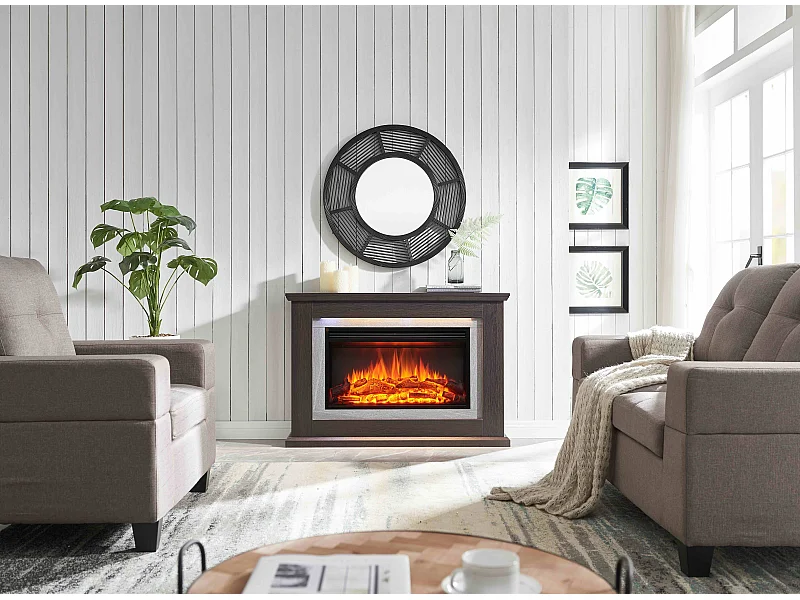 Cheminée électrique BALDERIA Xenia - Cheminée sur pied, chauffage 2000 W - Chêne foncé