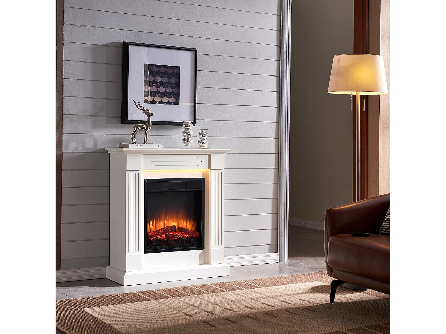 Cheminée électrique BALDERIA Ladina - Cheminée sur pied - Blanc