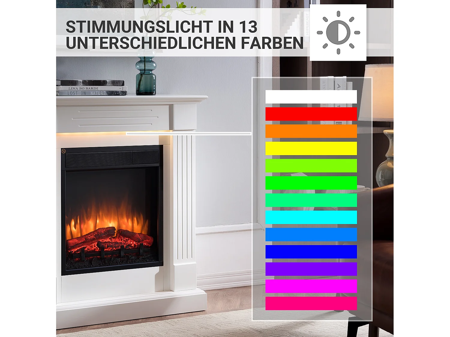 Cheminée électrique BALDERIA Ladina - Cheminée sur pied - Blanc