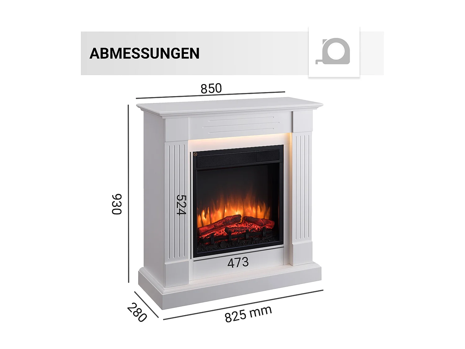 Cheminée électrique BALDERIA Ladina - Cheminée sur pied - Blanc