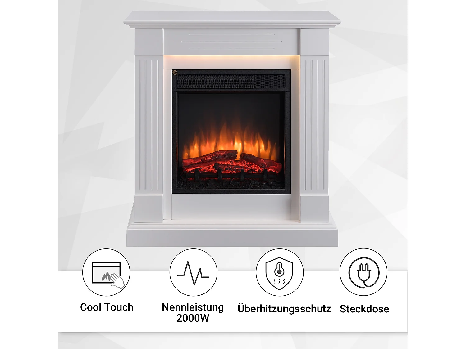 Cheminée électrique BALDERIA Ladina - Cheminée sur pied - Blanc