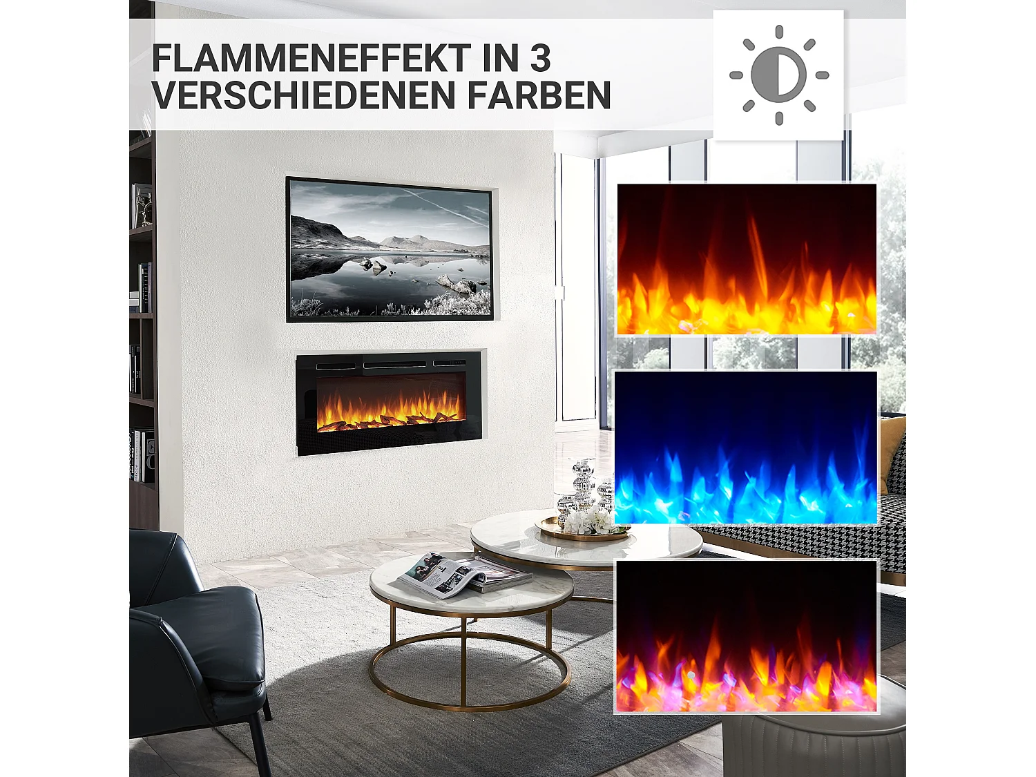 Cheminée électrique BALDERIA Fiamma 40 - Cheminée encastrable - noir