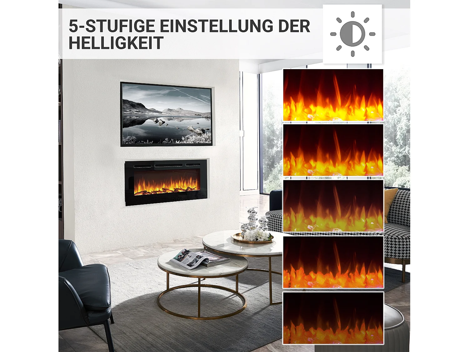 Cheminée électrique BALDERIA Fiamma 40 - Cheminée encastrable - noir