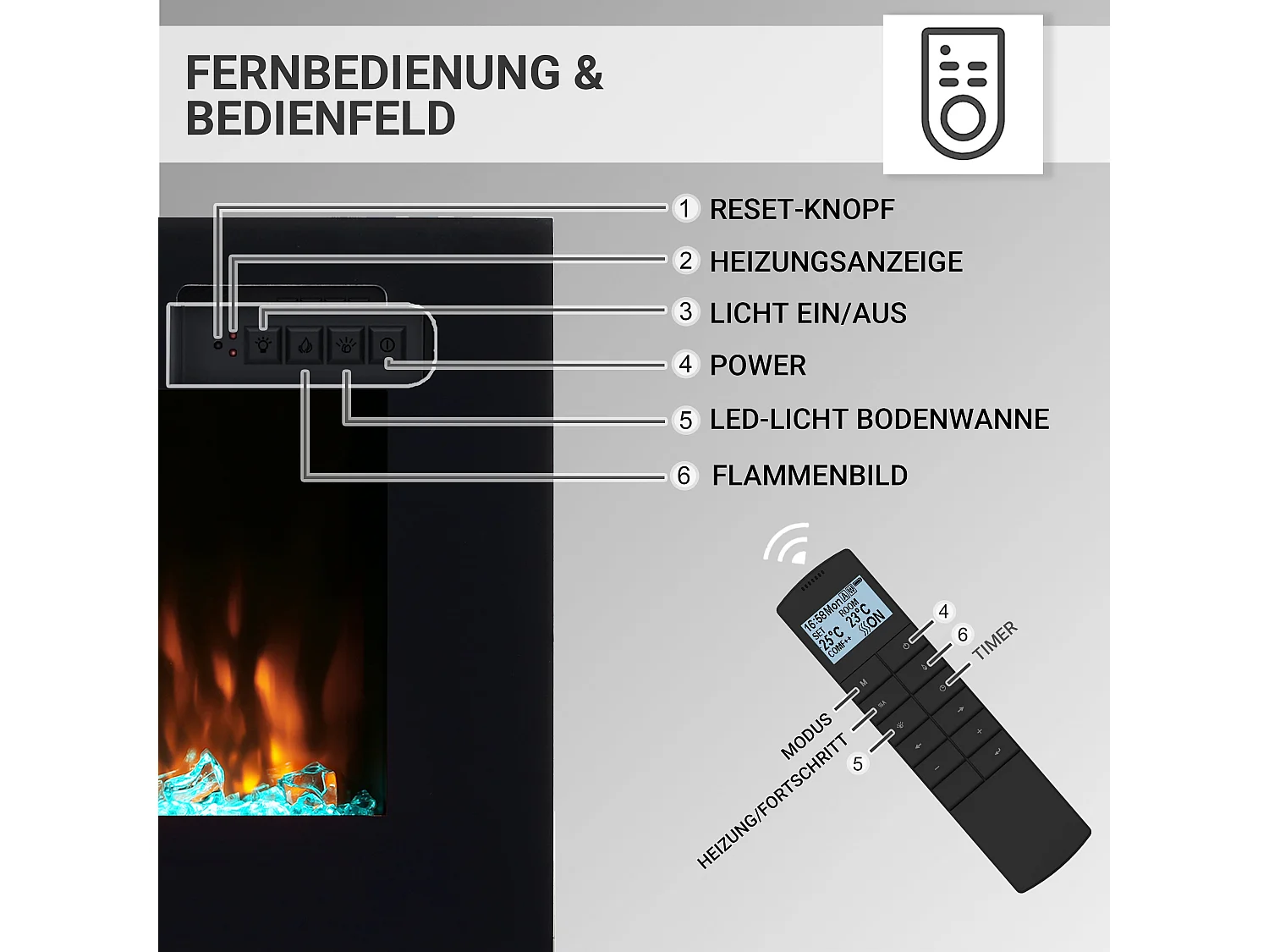 Cheminée électrique BALDERIA Fiamma 40 - Cheminée encastrable - noir