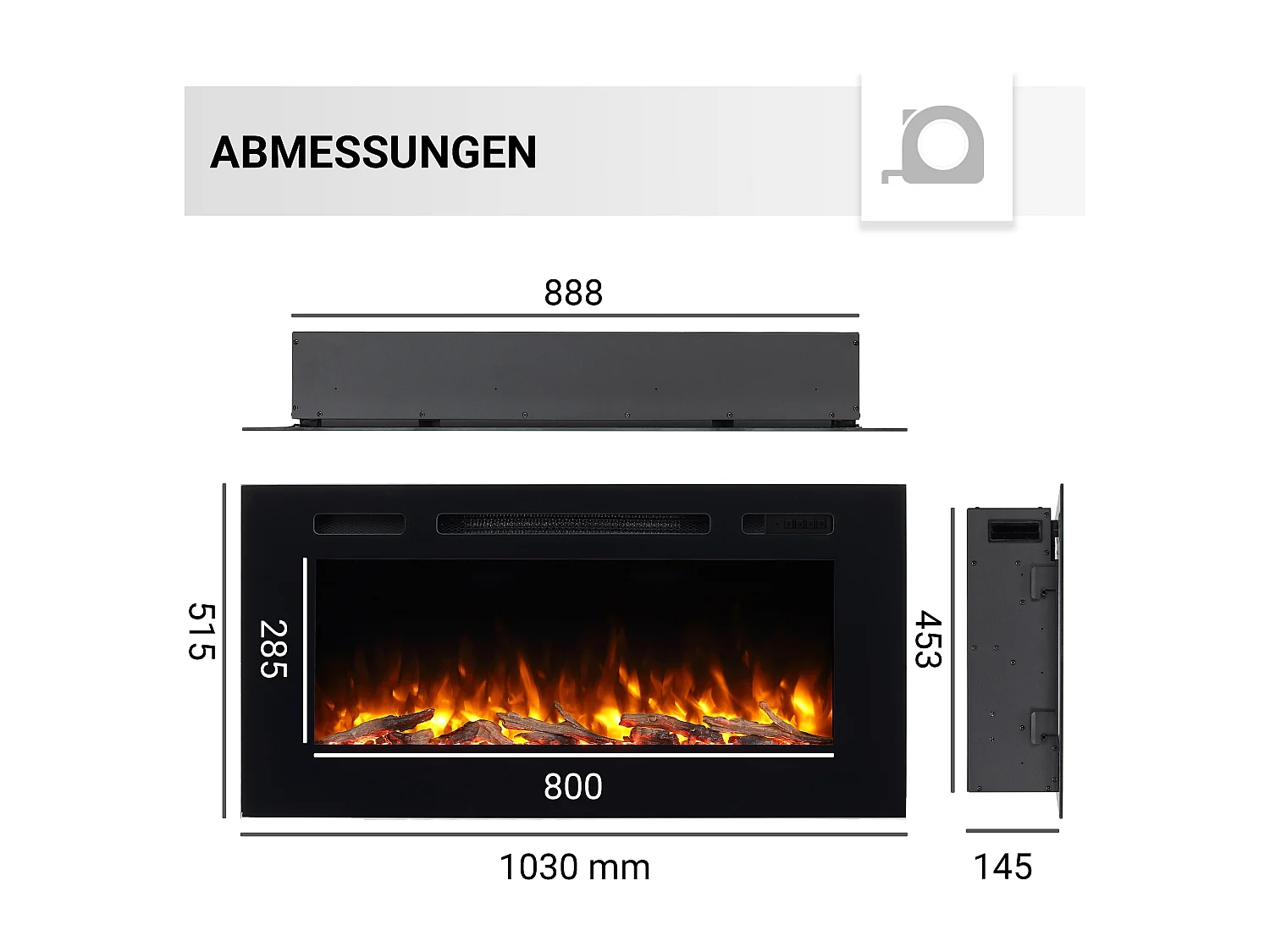 Cheminée électrique BALDERIA Fiamma 40 - Cheminée encastrable - noir