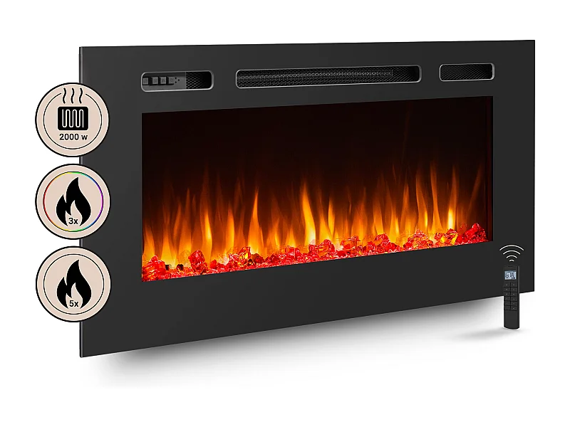 Cheminée électrique BALDERIA Fiamma 40 - Cheminée encastrable - noir