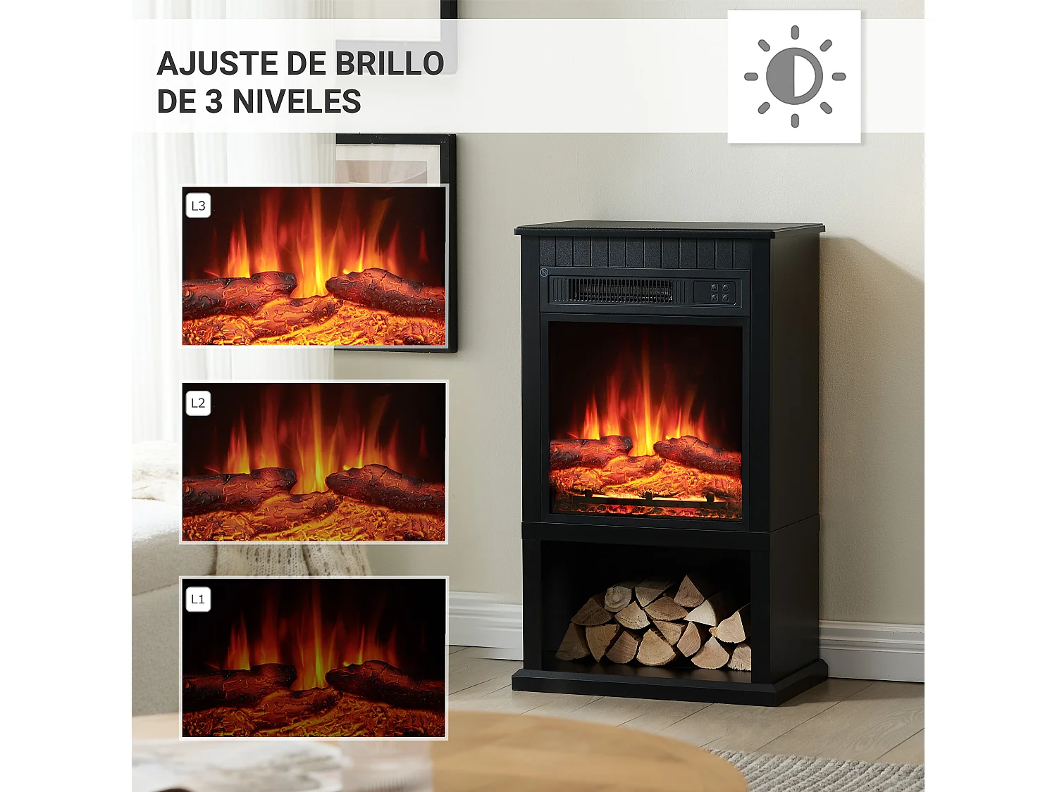 Cheminée électrique BALDERIA Ember - Cheminée sur pied - Noir