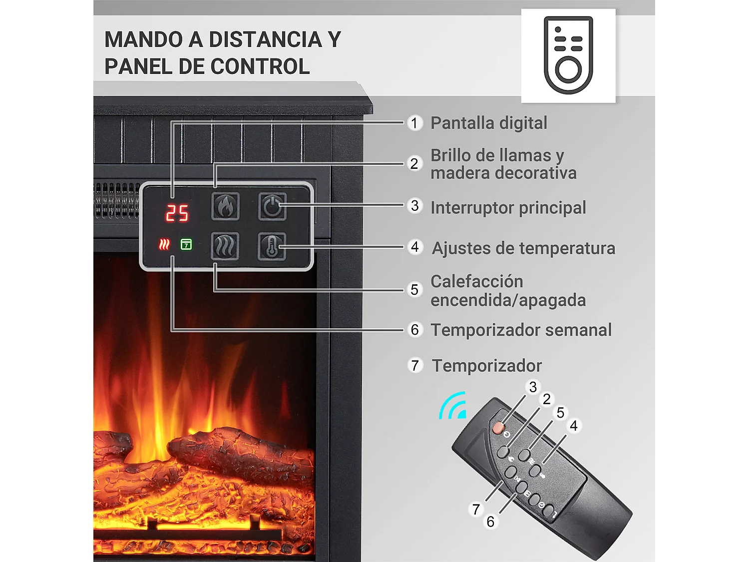 Cheminée électrique BALDERIA Ember - Cheminée sur pied - Noir