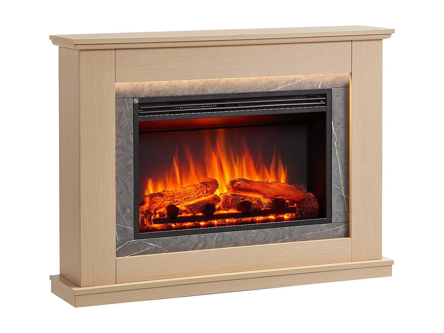Cheminée électrique BALDERIA Alexios - Cheminée sur pied avec chauffage - Chêne clair