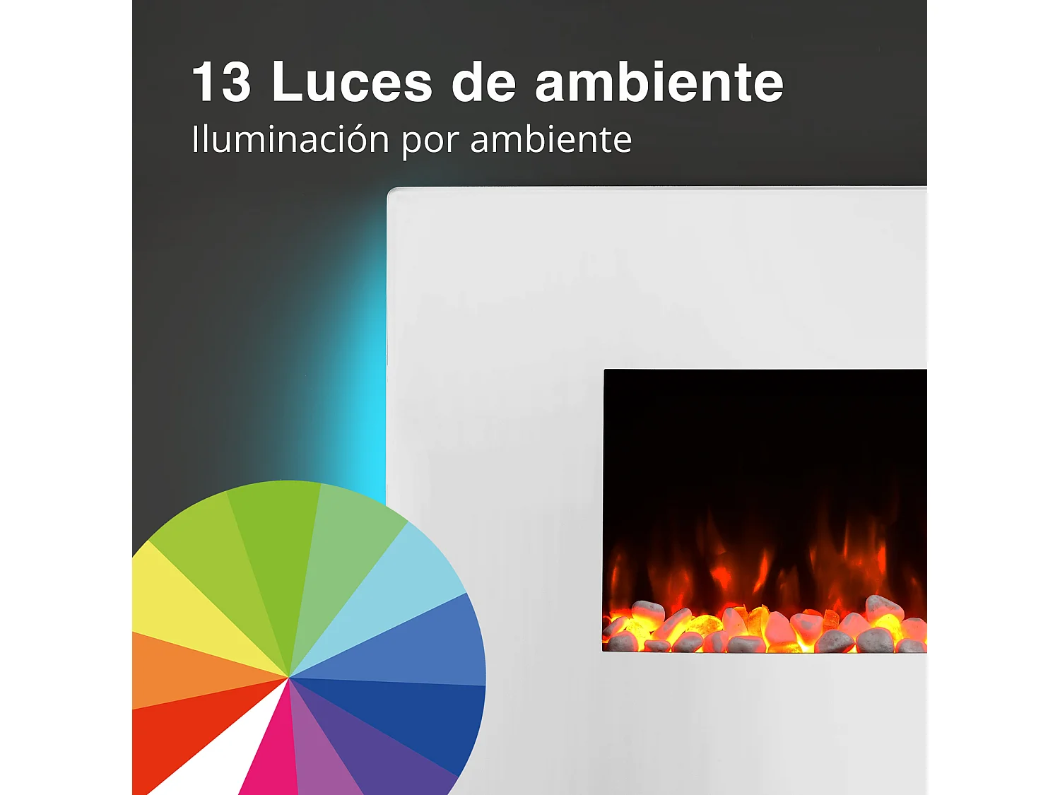 Cheminée électrique BALDERIA Enjo - Cheminée murale, chauffage 2000 W - Blanc