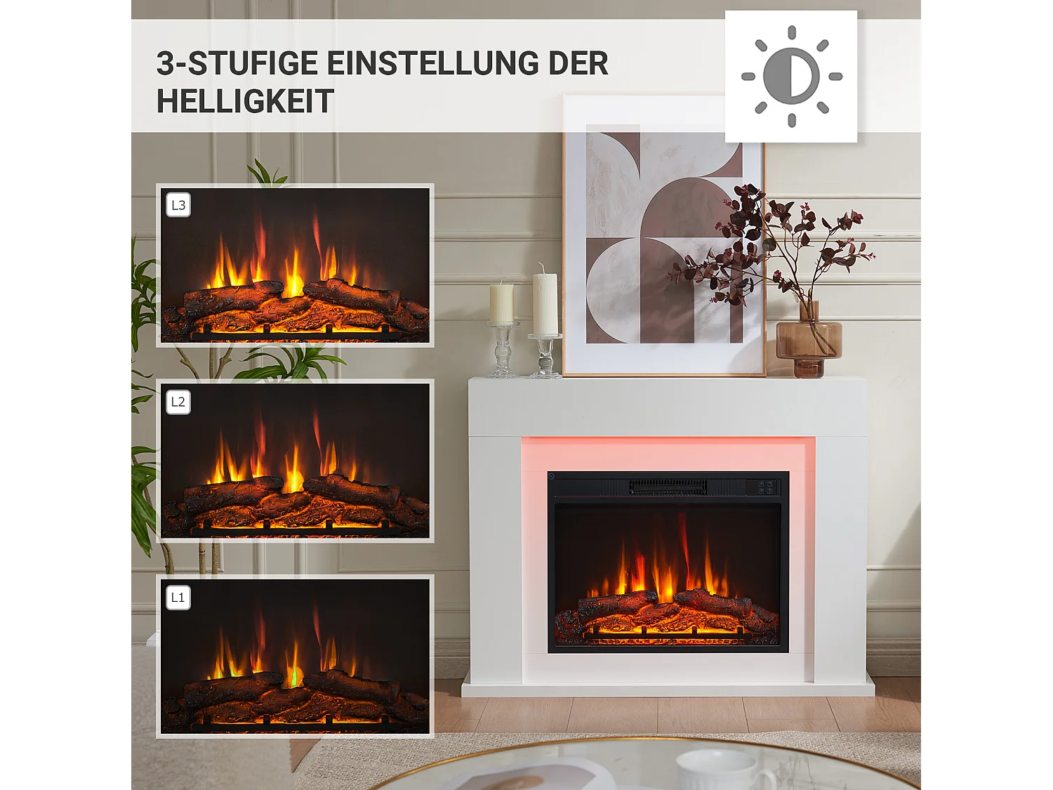 Cheminée électrique BALDERIA Finn Design - Cheminée sur pied - Blanc