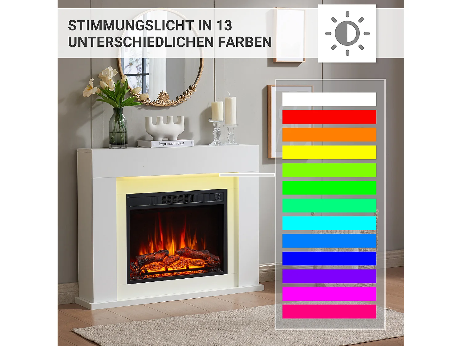 Cheminée électrique BALDERIA Finn Design - Cheminée sur pied - Blanc